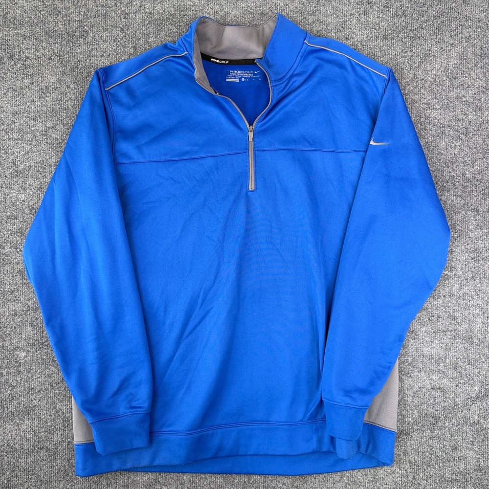 Nike Golf Tour Performance Therma-FIT Mens XL Blue Gray 1/4 Zip Pullover Jacket